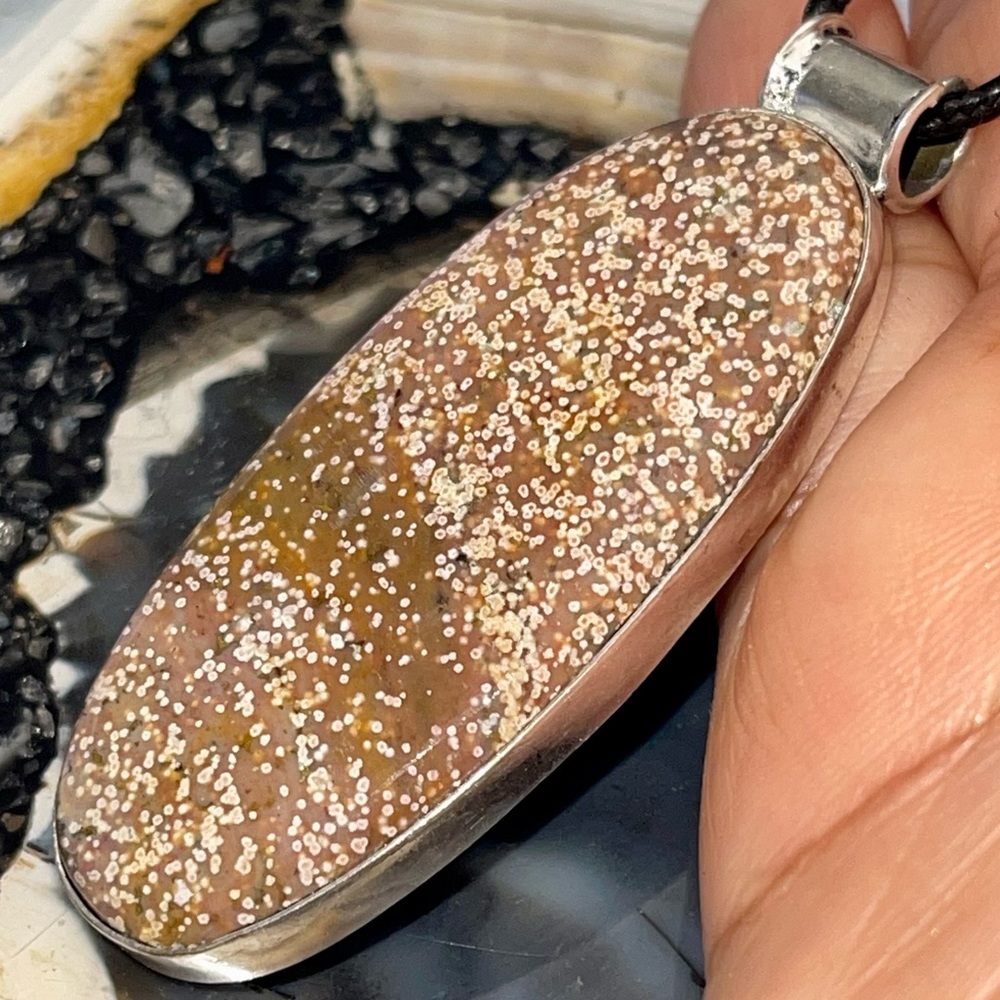 Orbicular Ocean Jasper Pendant 2 1/2”